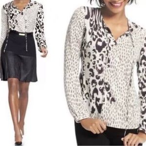 Cabi Faux Wrap Animal Print Blouse style #590 size Small